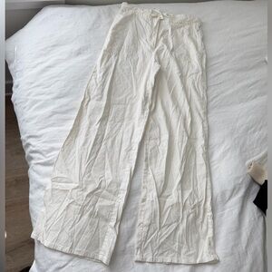 Sophie Max Cream Linen Wide Leg Pants